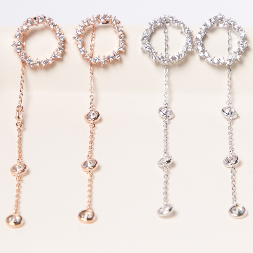 Cubic zirconia open round stud earrings